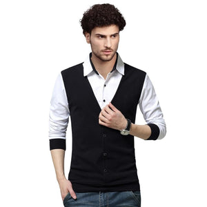 Men’s Regular Fit Collared T Shirt with Overlap Design