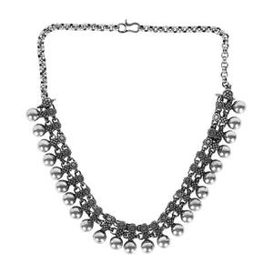 Choker Necklace Oxidized German Silver Ball Style