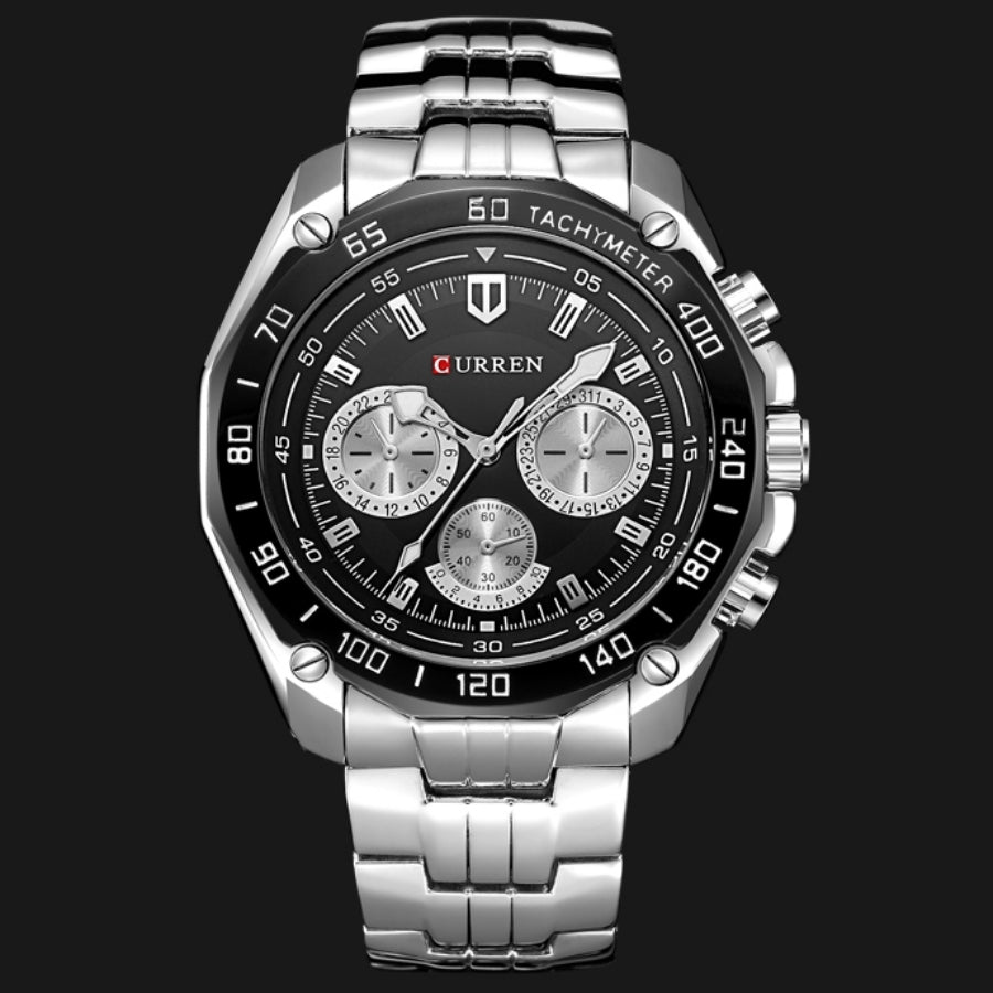 Men’s Quartz Luxury Chronograph Watch Stainless Steel Water Resistant