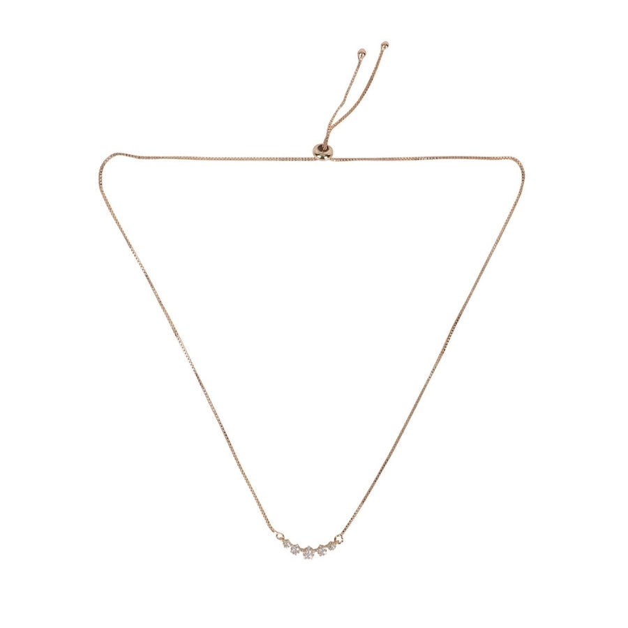 Single Layer Necklace Chain, with Stopper, Adjustable – Brass and Rhodium, With AD Stone