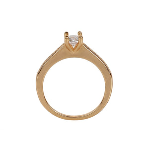 Solitaire Ring – Brass and Rhodium, With AD Stone