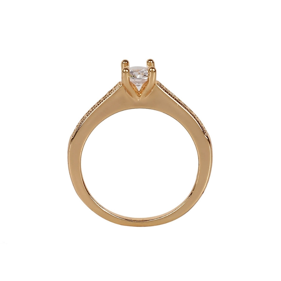 Solitaire Ring – Brass and Rhodium, With AD Stone