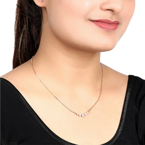 Single Layer Necklace Chain, with Stopper, Adjustable – Brass and Rhodium, With AD Stone