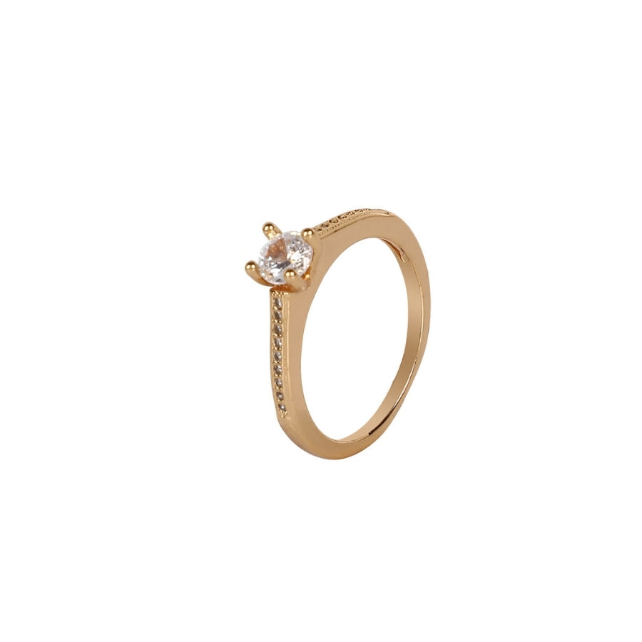 Solitaire Ring – Brass and Rhodium, With AD Stone