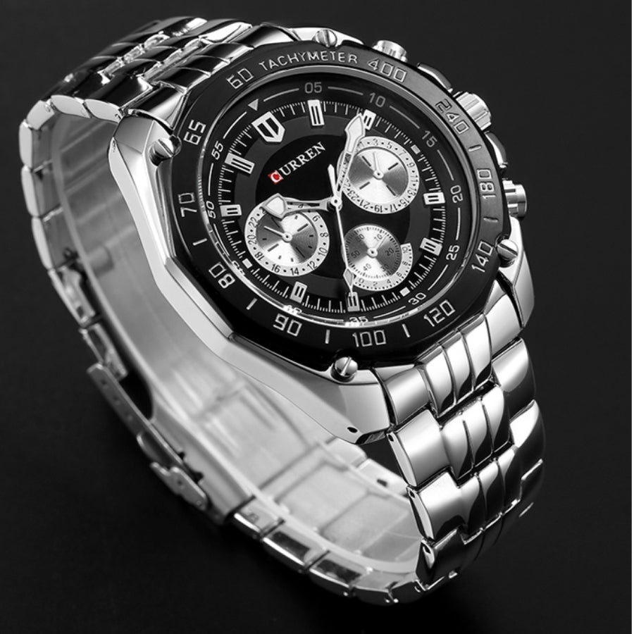 Men’s Quartz Luxury Chronograph Watch Stainless Steel Water Resistant