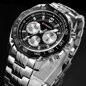 Men’s Quartz Luxury Chronograph Watch Stainless Steel Water Resistant