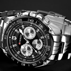 Men’s Quartz Luxury Chronograph Watch Stainless Steel Water Resistant