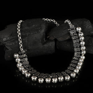 Choker Necklace Oxidized German Silver Ball Style