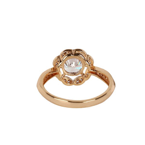 Round Cut Stone Ring – Brass and Rhodium, With AD Stone