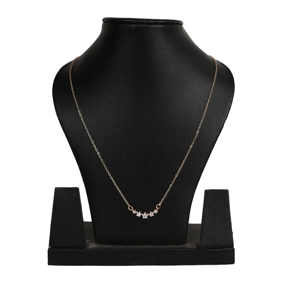 Single Layer Necklace Chain – Brass and Rhodium, With AD Stone