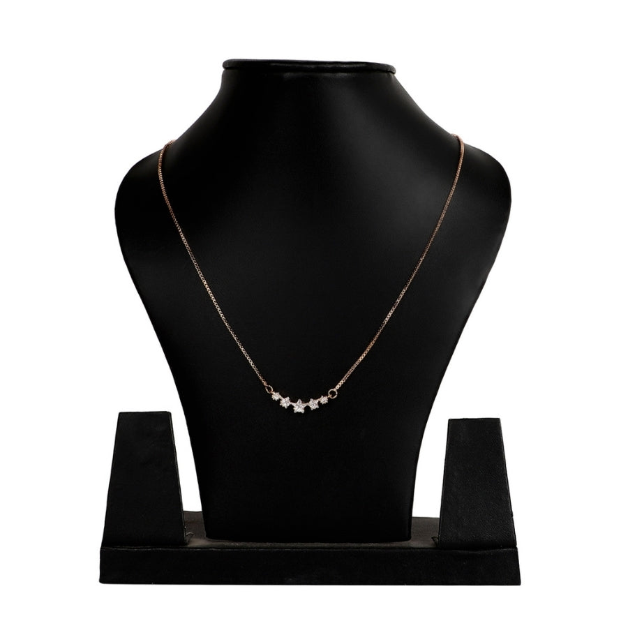 Single Layer Necklace Chain, with Stopper, Adjustable – Brass and Rhodium, With AD Stone