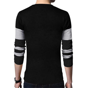 Men’s Regular Fit Block Striped Long Sleeves Crew Neck T Shirt