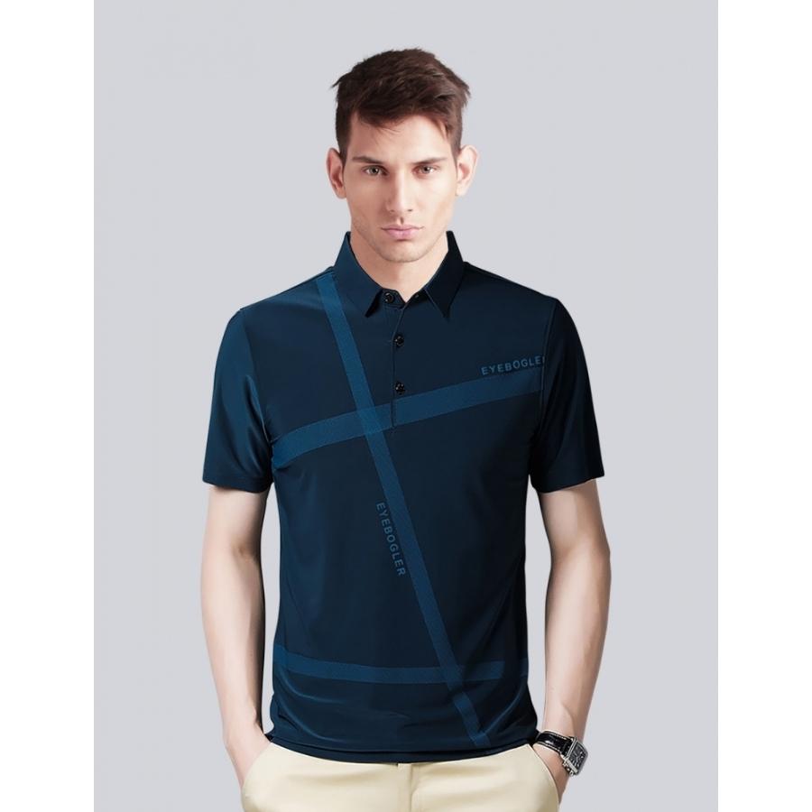 Men’s Regular Fit Short Sleeves Polo T Shirt With Diagonal Stripes