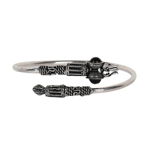 Free Size Trishul Style Kada, Bracelet With Black Stone