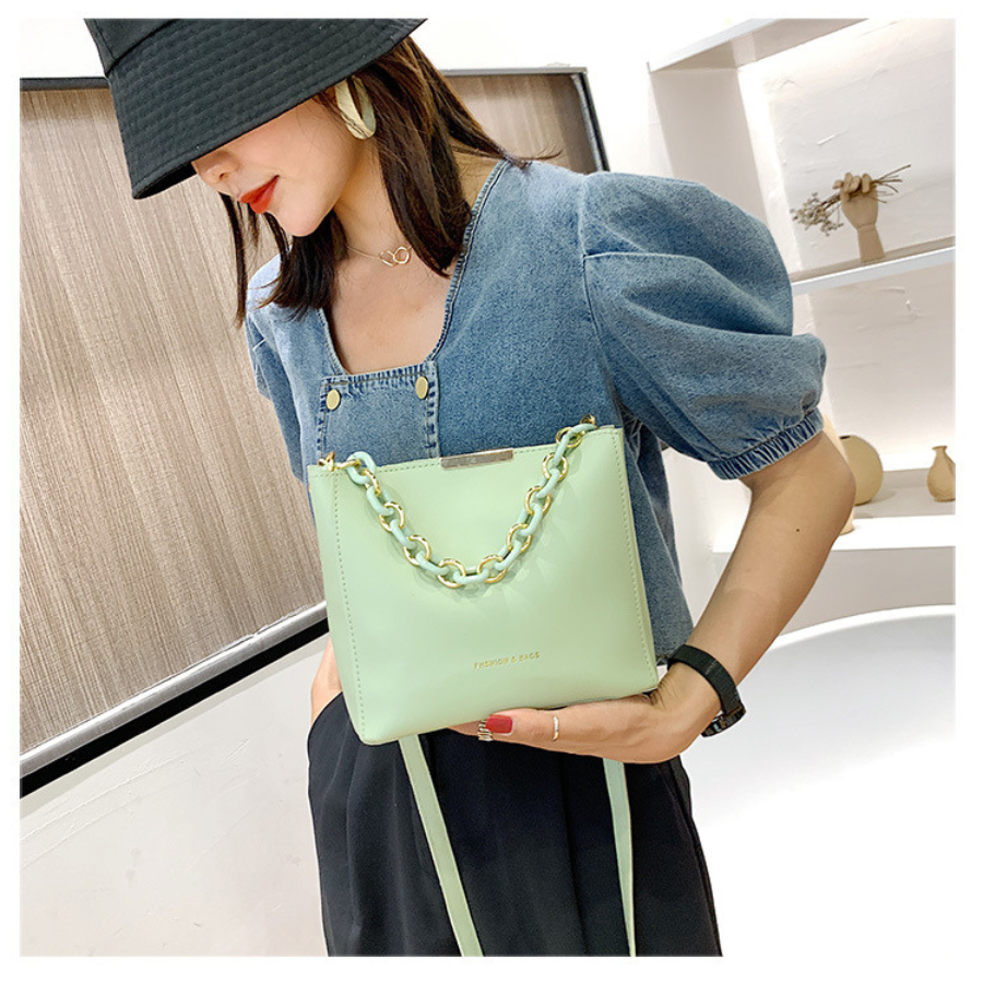 Women’s Fashion Tote Chain Crossbody/Shoulder Bucket Bag PU Leather