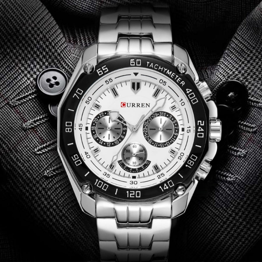 Men’s Quartz Luxury Chronograph Watch Stainless Steel Water Resistant