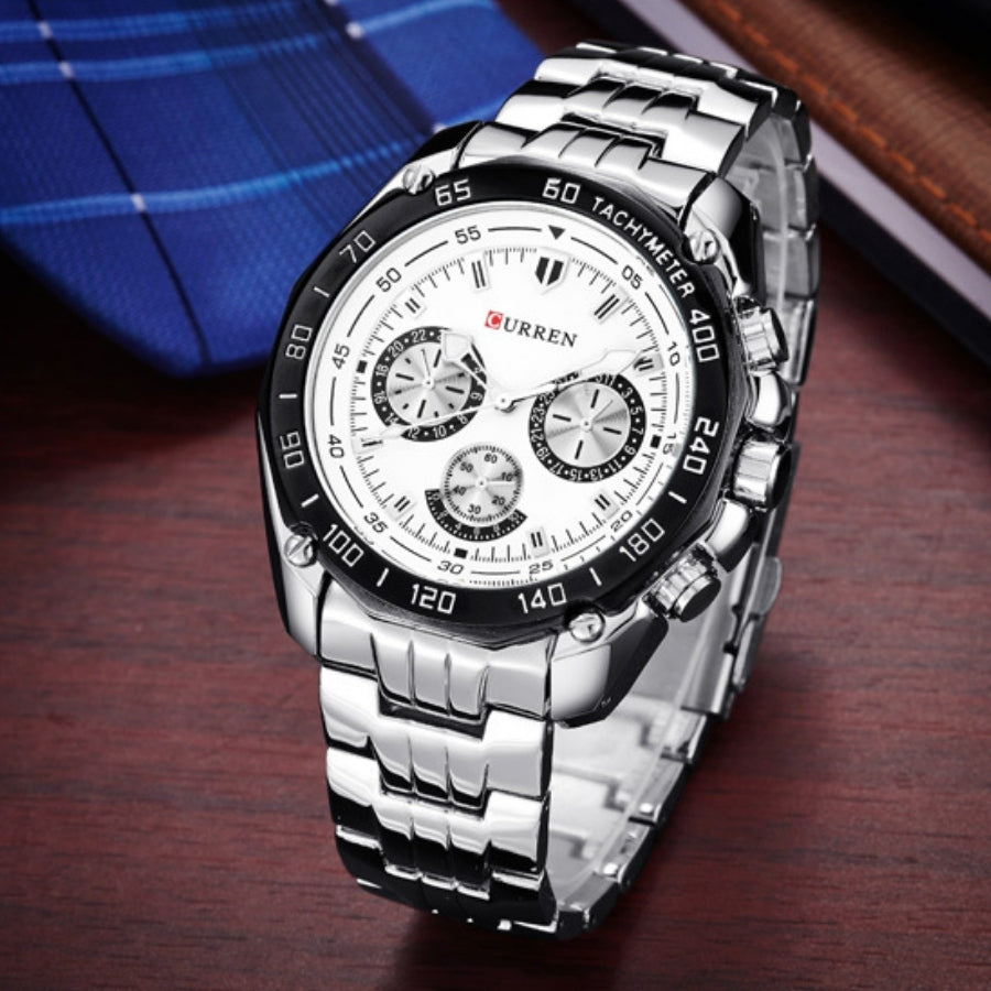 Men’s Quartz Luxury Chronograph Watch Stainless Steel Water Resistant