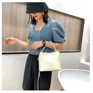 Women’s Fashion Tote Chain Crossbody/Shoulder Bucket Bag PU Leather