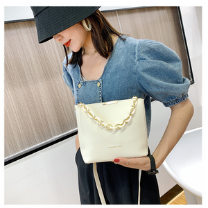 Women’s Fashion Tote Chain Crossbody/Shoulder Bucket Bag PU Leather