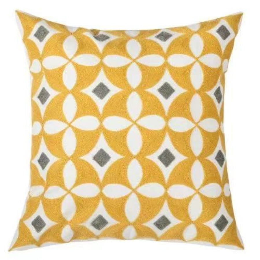 Geometry Embroidered Cushion/Throw Pillow Covers Polyester For Home and Decorative Use 45cm X 45cm (18”X18”)