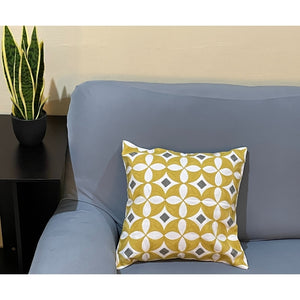 Geometry Embroidered Cushion/Throw Pillow Covers Polyester For Home and Decorative Use 45cm X 45cm (18”X18”)