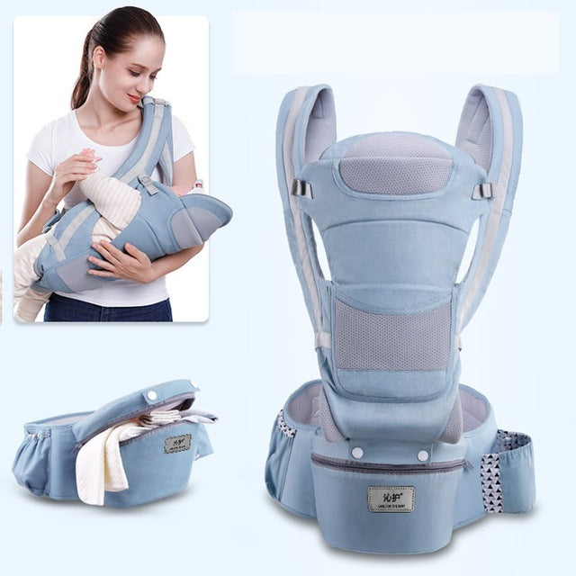 Ergonomic 3-in-1 Baby Carrier Hipseat Baby Wrap Sling Adjustable Waistband 0-48 Months