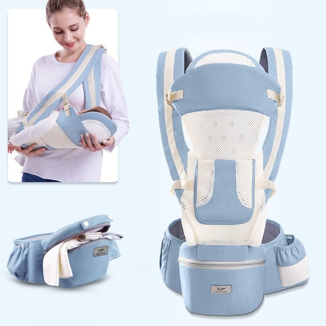 Ergonomic 3-in-1 Baby Carrier Hipseat Baby Wrap Sling Adjustable Waistband 0-48 Months